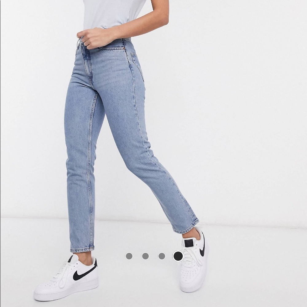 Monki Kimono High Waist mom jeans mid blue